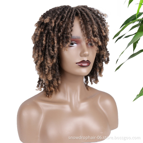 Julianna wigs synthetic hair ombre metal afro realistic faux locks handmade men wigs dreadlocks twists wig